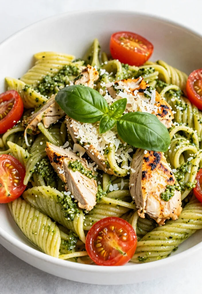 18 Easy and Healthy Boneless Skinless Chicken Breast Recipes - 13. Pesto Chicken Pasta 1