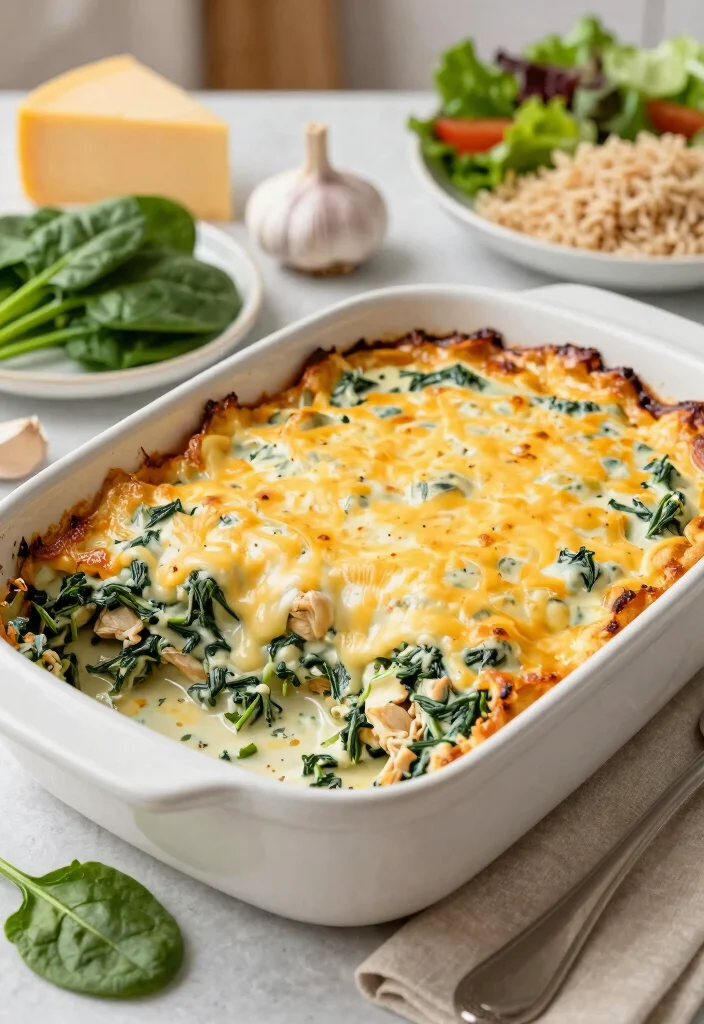 18 Easy and Healthy Boneless Skinless Chicken Breast Recipes - 4. Creamy Spinach and Chicken Bake 1