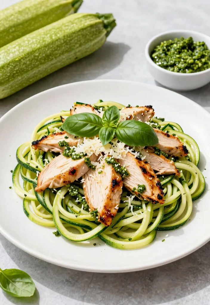 18 Gluten Free Recipes for Dinner: Simple and Satisfying - 2. Zucchini Noodles with Pesto Chicken 1