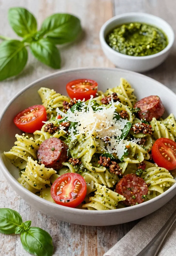 18 Ground Italian Sausage Recipes for Hearty Savory Dinners - 18. Italian Sausage and Pesto Pasta 1