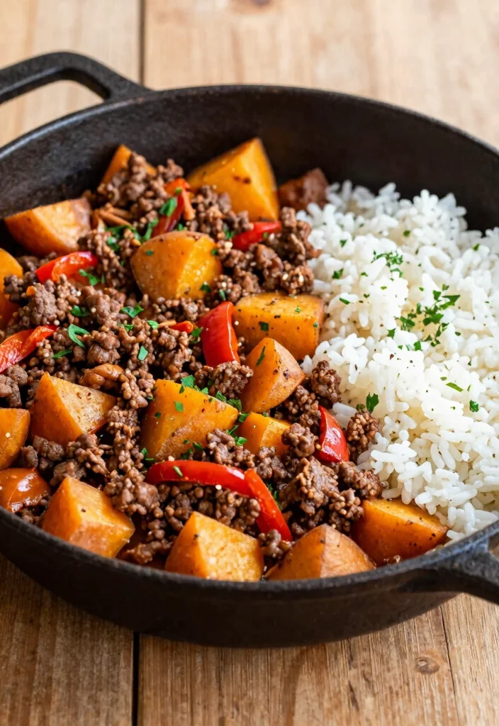 18 Ground Meat Recipes for Dinner: Quick Family Meals - 10. Ground Meat and Sweet Potato Skillet 1