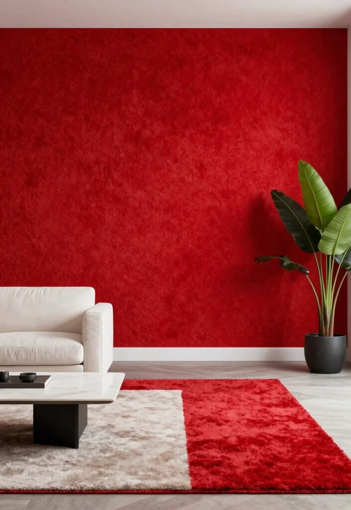 15 Carpet on Wall Ideas With Bold Textured Style - 1. Statement Wall with Bold Colors 1