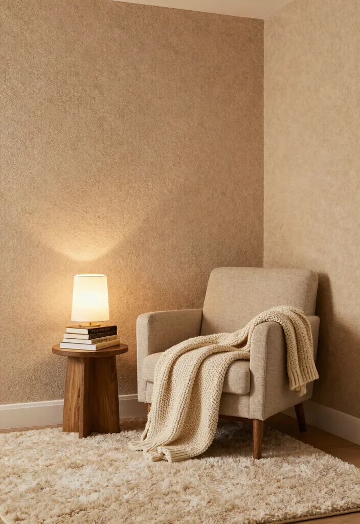 15 Carpet on Wall Ideas With Bold Textured Style - 4. Cozy Textured Nook 1
