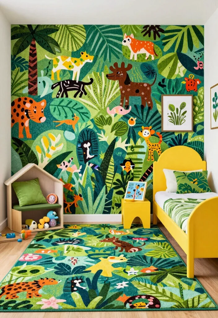 15 Carpet on Wall Ideas With Bold Textured Style - 8. Creative Kid's Room Accents 1