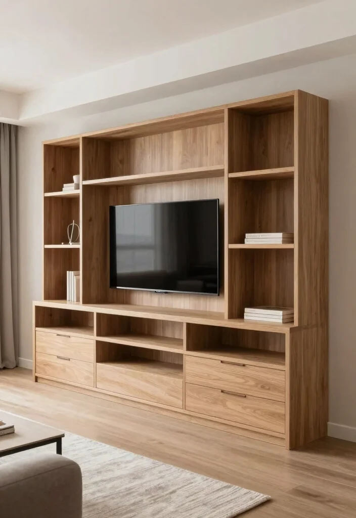 15 Island TV Unit Ideas With Modern Minimal Style - 12. Custom Built-In Units 1