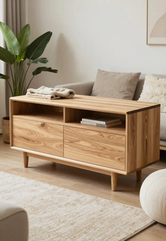 15 Island TV Unit Ideas With Modern Minimal Style - 4. Natural Wood Texture 1