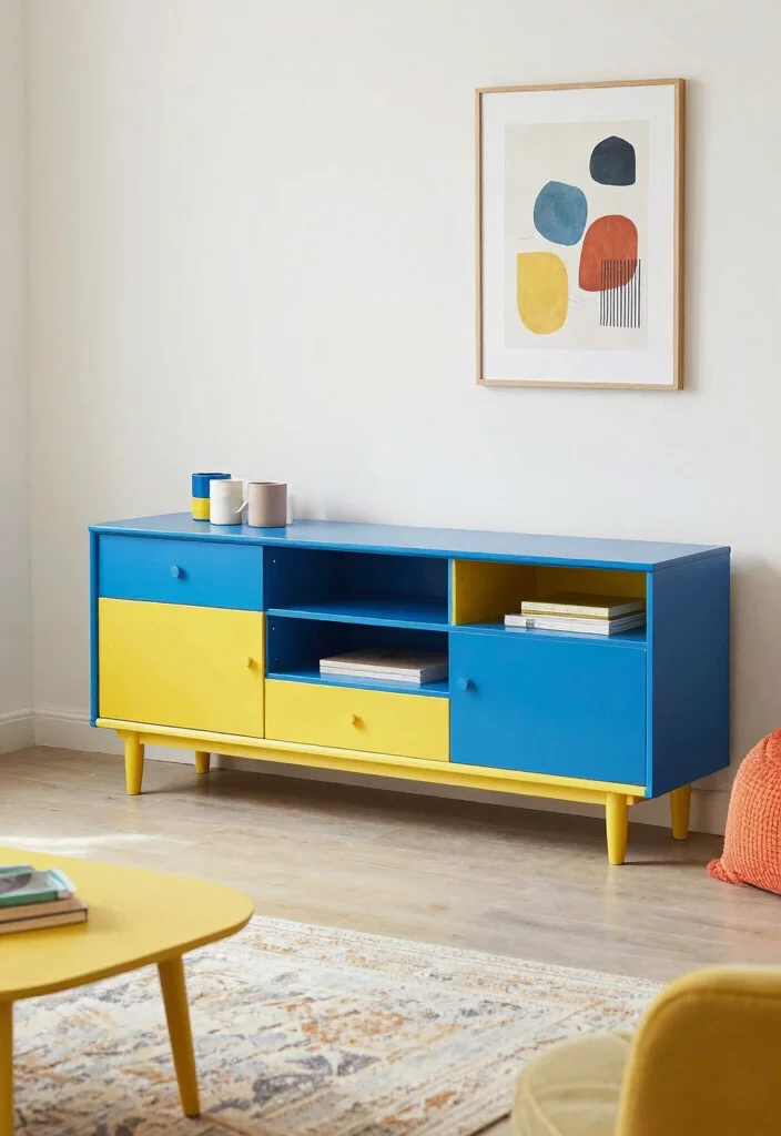 15 Island TV Unit Ideas With Modern Minimal Style - 6. Colorful Island TV Units 1