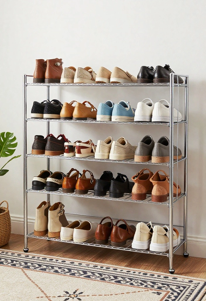 15 Wire Shelf Closet Organization Ideas That Maximize Storage - 12. Craft a DIY Shoe Rack 1