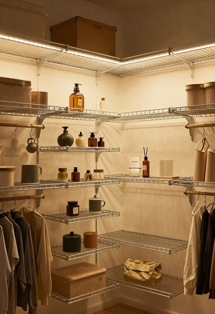 15 Wire Shelf Closet Organization Ideas That Maximize Storage - 14. Install Lighting for Visibility 1