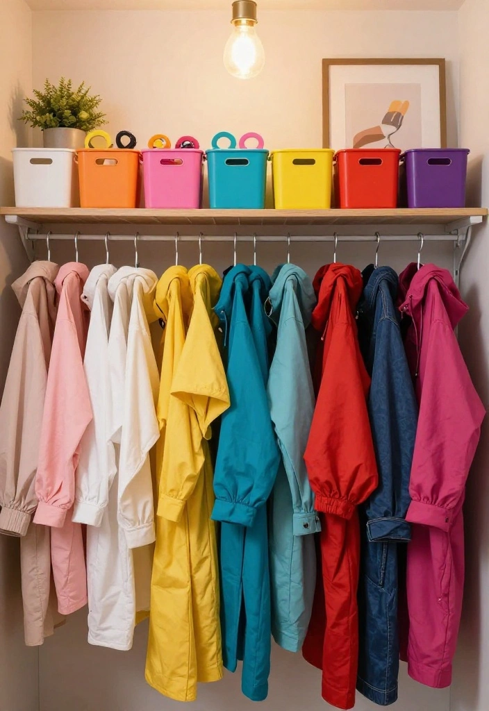 15 Wire Shelf Closet Organization Ideas That Maximize Storage - 2. Arrange by Color for Aesthetic Appeal 1