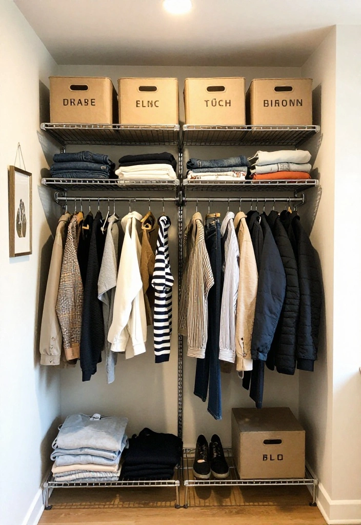 15 Wire Shelf Closet Organization Ideas That Maximize Storage - 6. Create a Seasonal Rotation 1