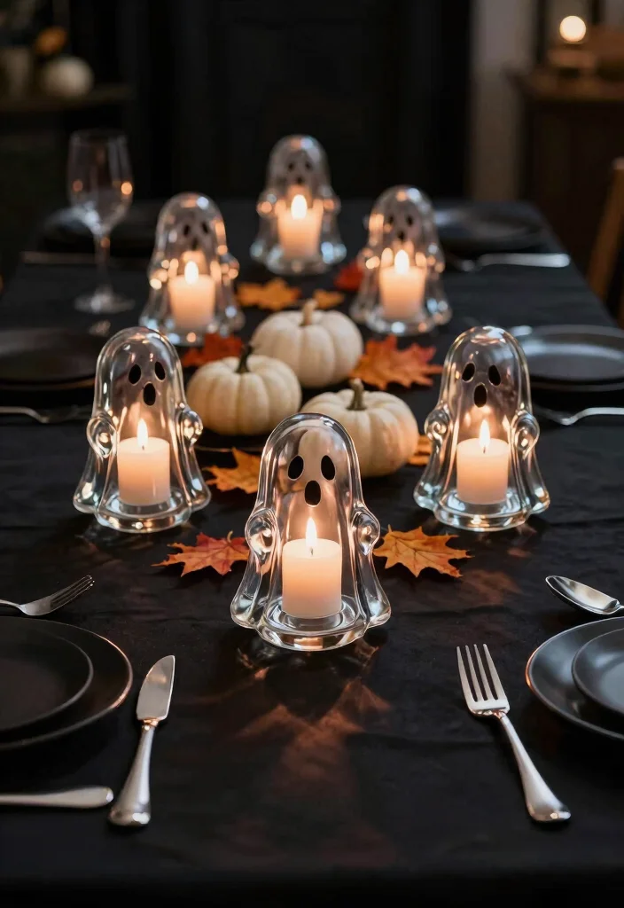 16 Ghost Candle Holder Ideas With Spooky Chic Vibes 3 16 Ghost Candle Holder Ideas With Spooky Chic Vibes - 2. Elegant Glass Ghosts 1