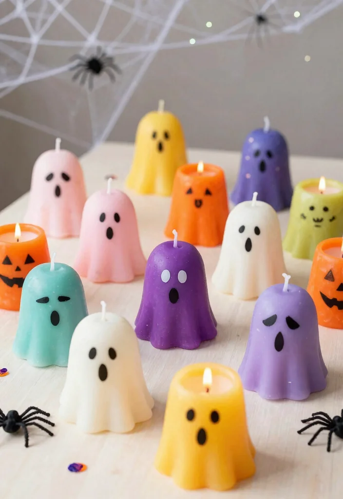 16 Ghost Candle Holder Ideas With Spooky Chic Vibes 5 16 Ghost Candle Holder Ideas With Spooky Chic Vibes - 4. Playful Painted Ghosts 1