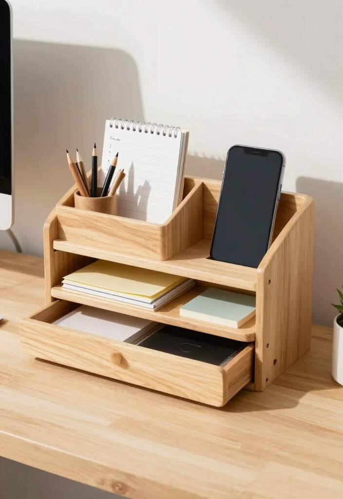 16 Mobile Stand Ideas With Functional Creative Designs - 13. Smart Desk Organizer 1