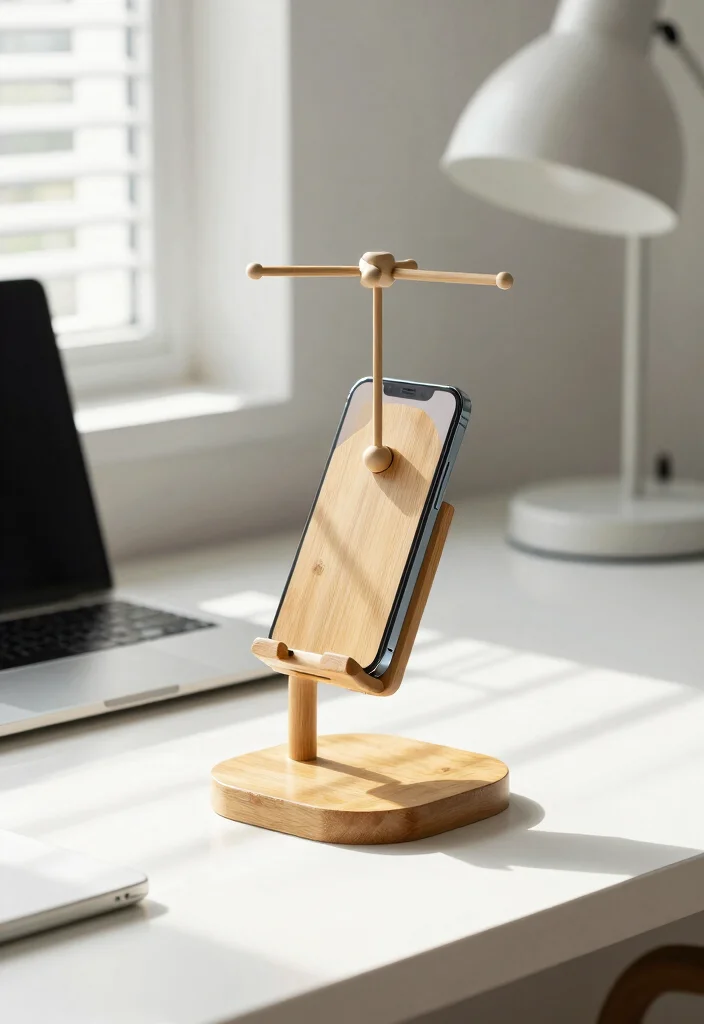 16 Mobile Stand Ideas With Functional Creative Designs - 2. Adjustable Bamboo Stand 1