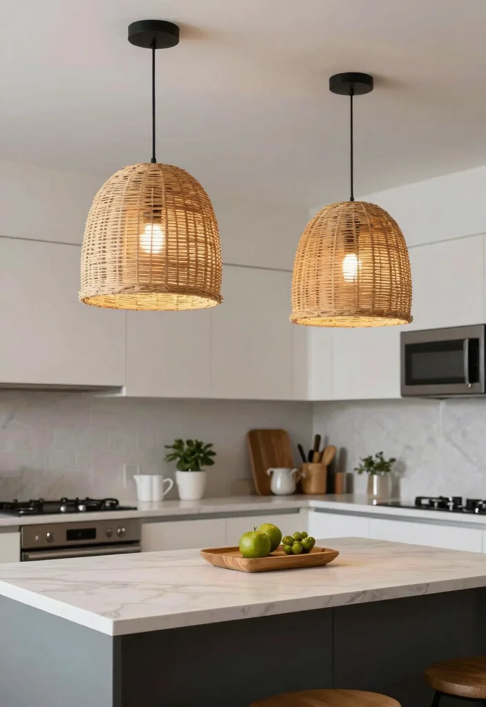 16 Rattan Pendant Light Kitchen Island Ideas With Warm Texture - 13. Customized Rattan Lighting Solutions 1