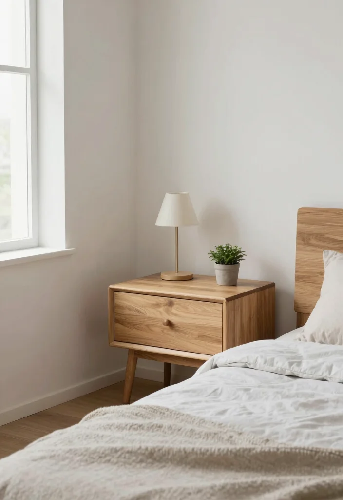 17 Narrow Nightstand Ideas That Fit Tiny Spaces - 10. Minimalist Nightstand 1