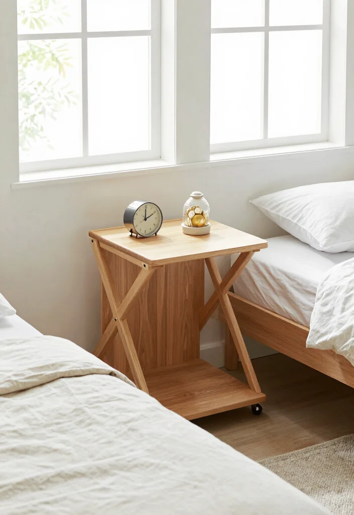 17 Narrow Nightstand Ideas That Fit Tiny Spaces - 11. Nightstand with a Foldable Design 1