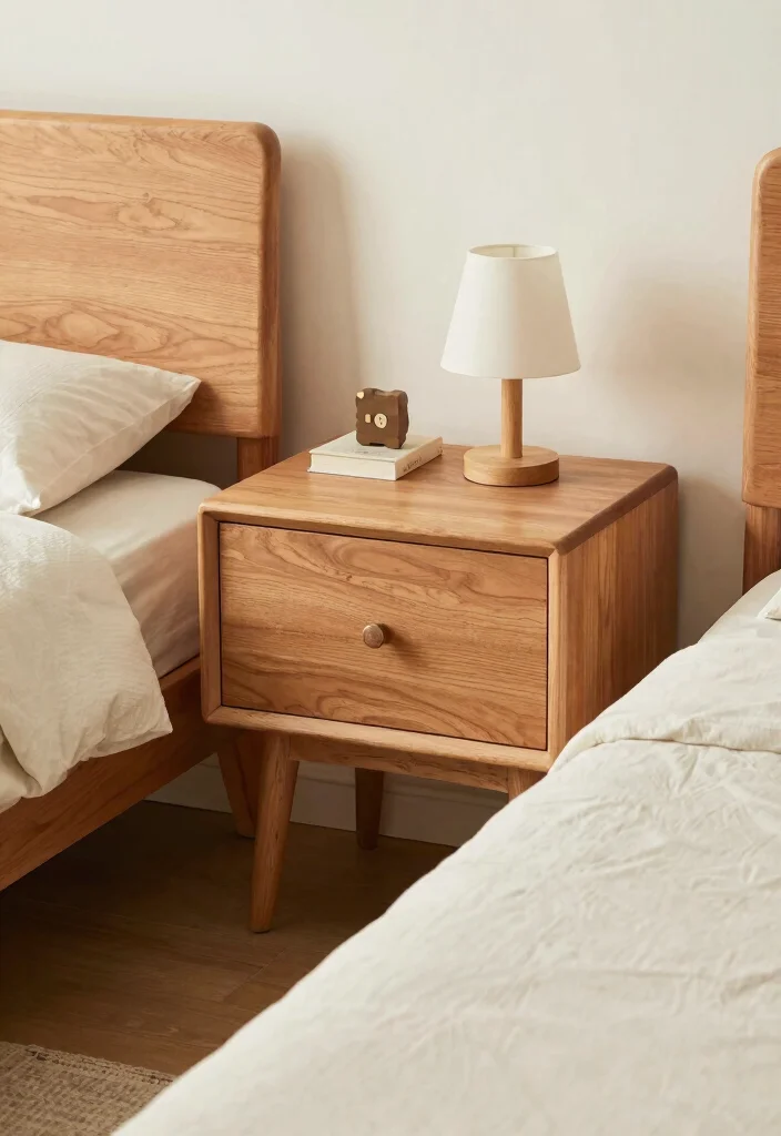 17 Narrow Nightstand Ideas That Fit Tiny Spaces - 14. Small Teak Nightstand 1