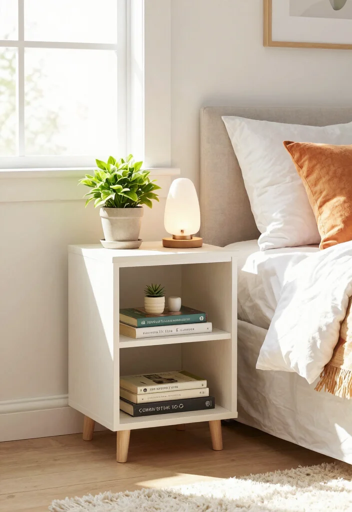 17 Narrow Nightstand Ideas That Fit Tiny Spaces - 7. Nightstand with Open Shelving 1