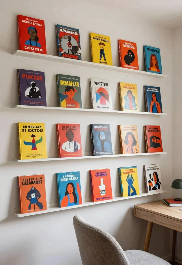 18 Bookshelf Design Wall Small Spaces Ideas That Save Room - 10. Wall-Mounted Book Ledges for a Unique Display 1