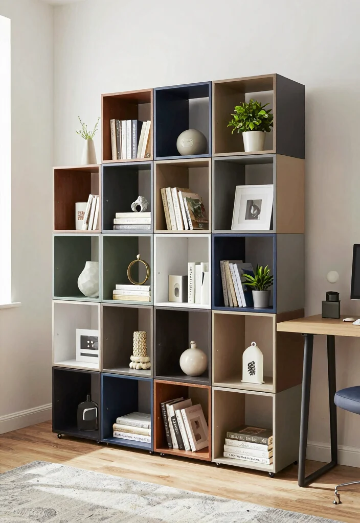 18 Bookshelf Design Wall Small Spaces Ideas That Save Room - 12. Modular Cube Storage for Versatile Organization 1
