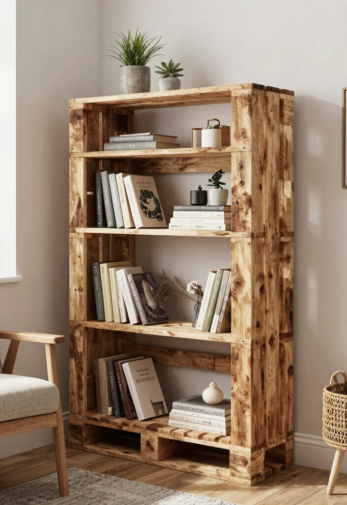 18 Bookshelf Design Wall Small Spaces Ideas That Save Room - 15. DIY Pallet Bookshelves for a Rustic Touch 1