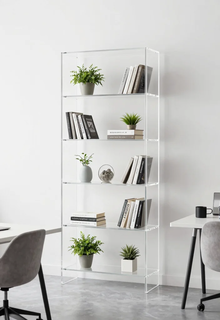 18 Bookshelf Design Wall Small Spaces Ideas That Save Room - 9. Transparent Acrylic Bookshelves for Minimalism 1