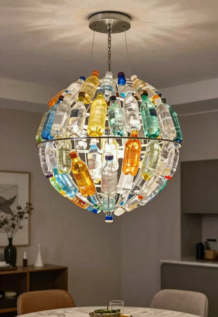 18 Plastic Bottle Chandelier Ideas With Creative DIY Glow - 10. Globe-Shaped Chandelier 1