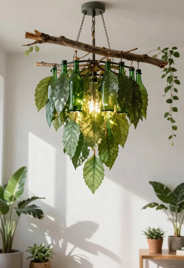 18 Plastic Bottle Chandelier Ideas With Creative DIY Glow - 12. Nature-Inspired Chandelier 1
