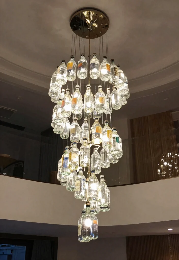 18 Plastic Bottle Chandelier Ideas With Creative DIY Glow - 13. Artistic Spiral Design 1