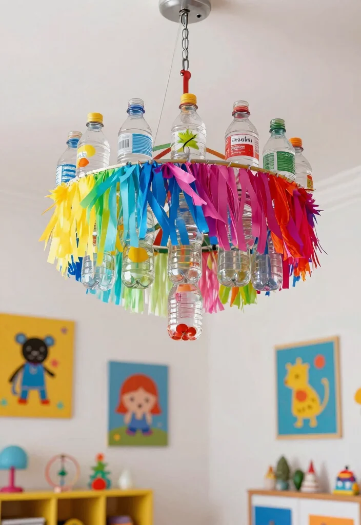 18 Plastic Bottle Chandelier Ideas With Creative DIY Glow - 15. Fringed Bottle Chandeliers 1