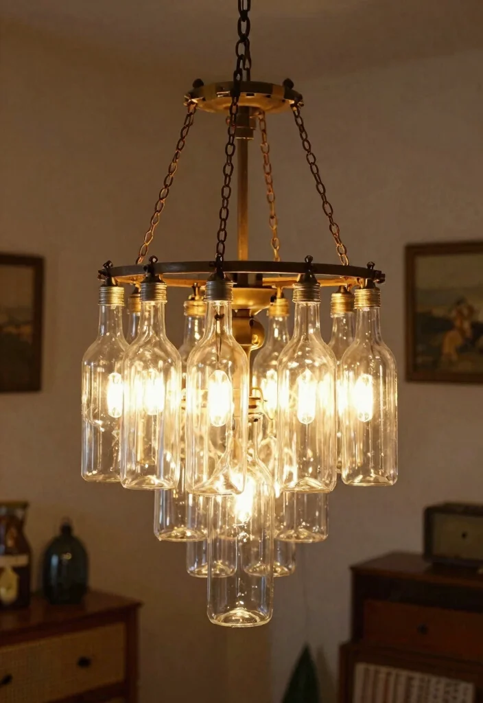 18 Plastic Bottle Chandelier Ideas With Creative DIY Glow - 16. Vintage-Inspired Bottle Chandeliers 1