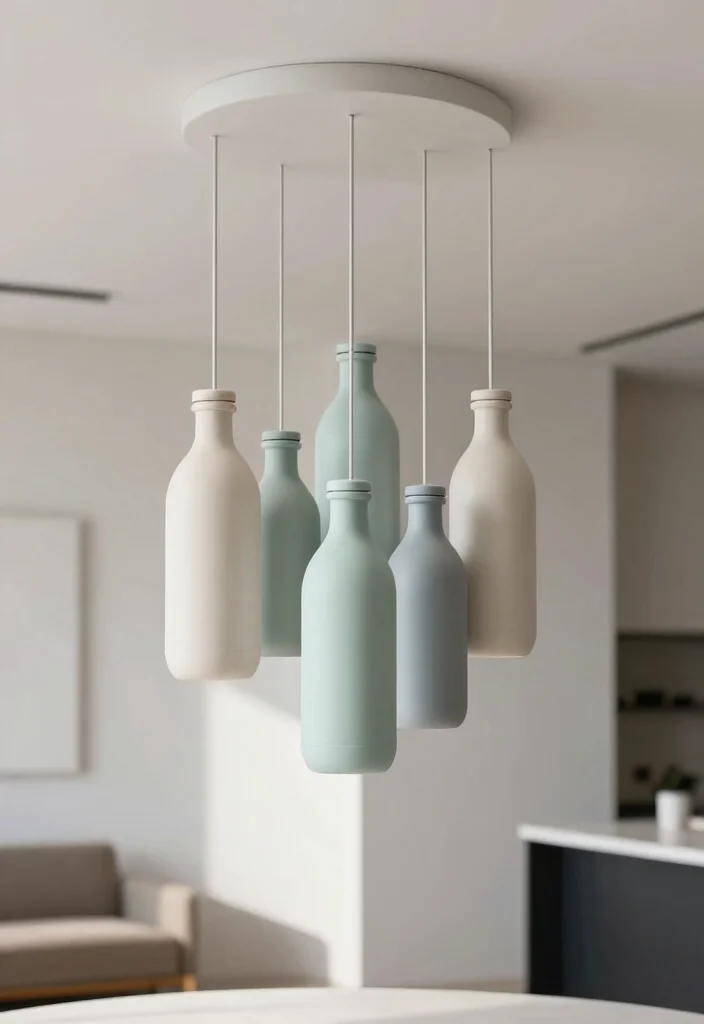 18 Plastic Bottle Chandelier Ideas With Creative DIY Glow - 3. Minimalist Bottle Cluster 1