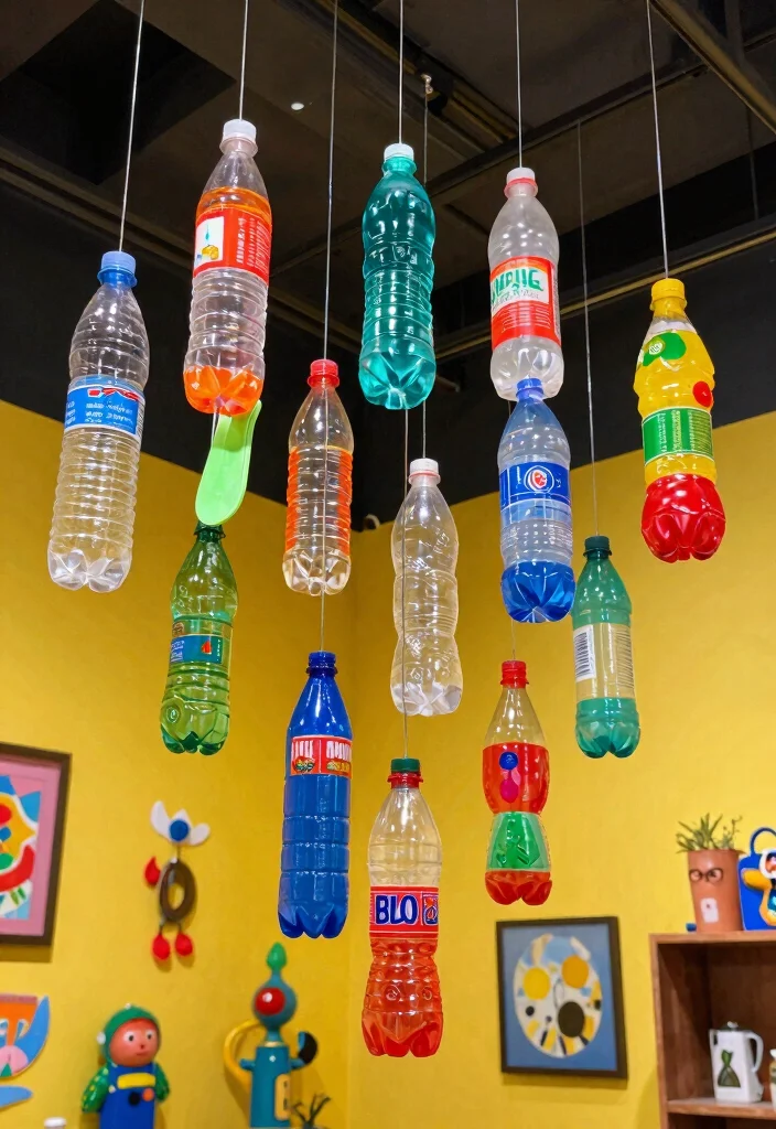 18 Plastic Bottle Chandelier Ideas With Creative DIY Glow - 7. Recycled Plastic Bottle Sculptures 1