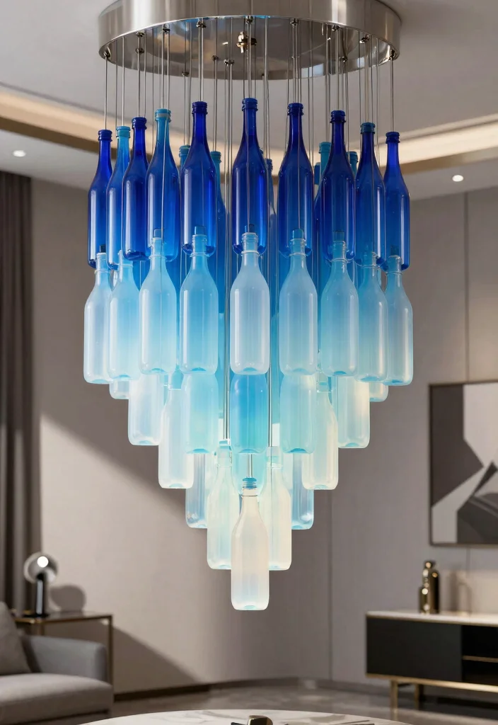 18 Plastic Bottle Chandelier Ideas With Creative DIY Glow - 8. Ombre Effect Chandeliers 1